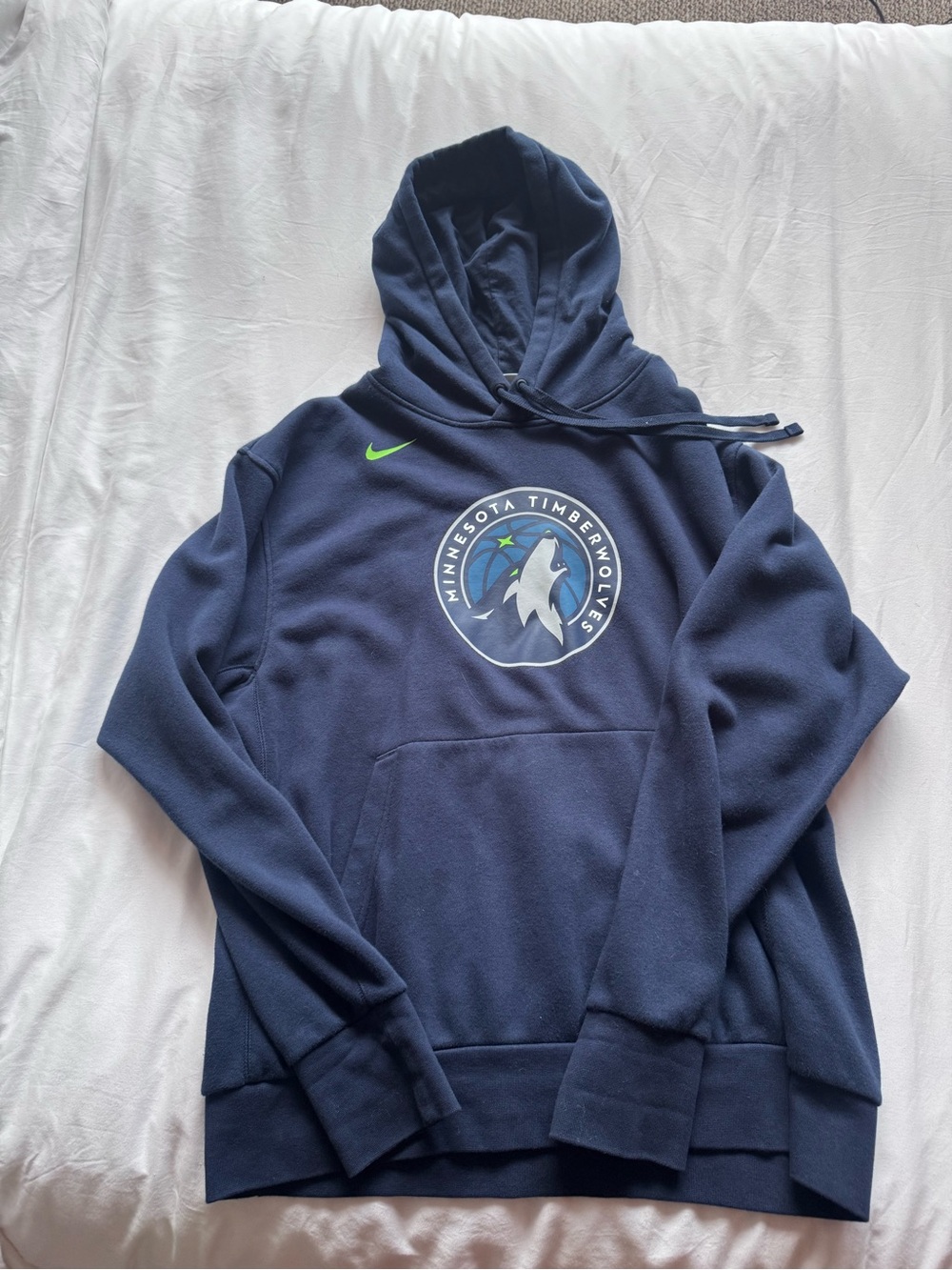 NBA Navy Minnesota Timberwolves Pullover Hoodie with Neon Green Swoosh